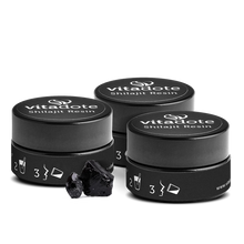 Load image into Gallery viewer, Three containers of vitadote Shilajit Resin on a white background